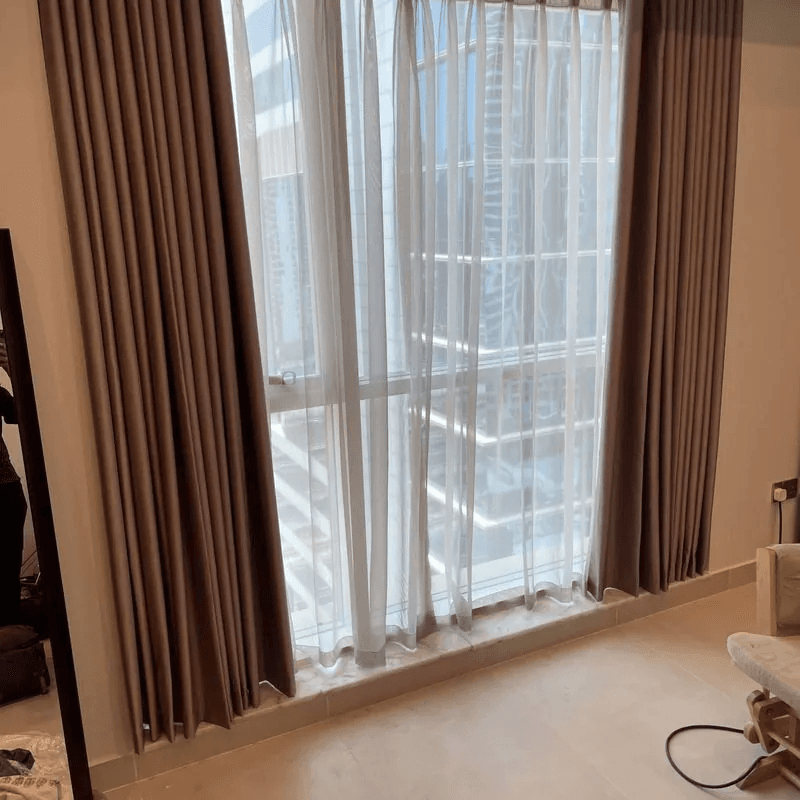 Curtains fitted in a living room